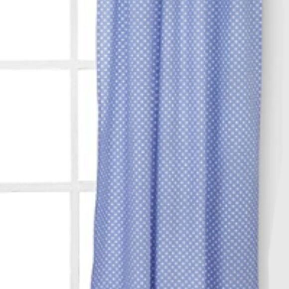 Curtain Panel Set - Blue with White Pin Dots - Picture 2 of 4